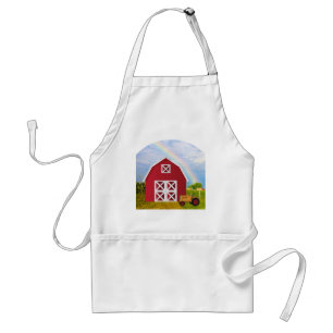 Delantal Añadir tu nombre a Red Barn con cielo azul