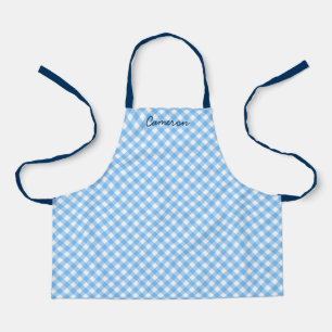 Delantal Añadir tu nombre bebé azul Gingham Kids