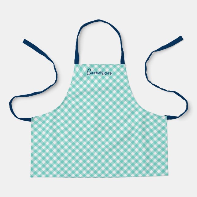 Delantal Añadir tu nombre Mint Gingham Kids (Anverso)