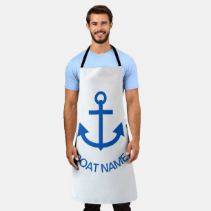 Delantal Anchor Azul Personalizado Tu Nombre De Barco Blanc