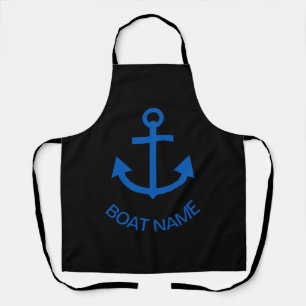 Delantal Anchor Blue Personalizado Tu Nombre De Barco Negro