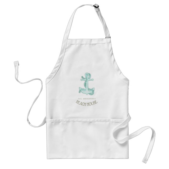Delantal Ancla náutica de Beach House y Rope Aqua ID623 (Frente)