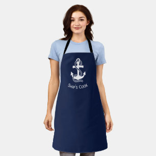 Delantal Anclaje azul de la Marina Blanca Náutica {elige t