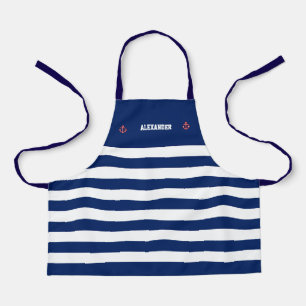 Delantal Anclaje Náutico Naval Azul franjas blancas abr