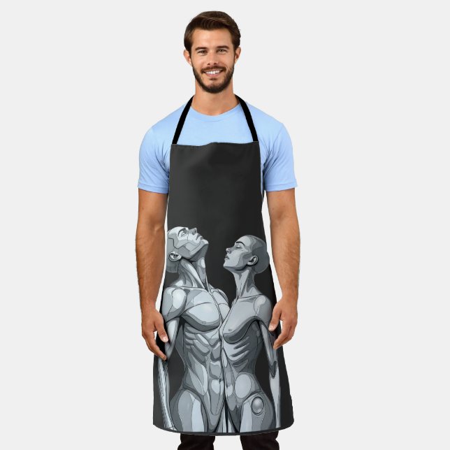 Delantal Android Union: Cyborg Couple All-Over Print Apron (Gastado)
