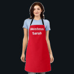 Delantal Anfitriona Fiesta de Despedida de Soltera Bodas Ro<br><div class="desc">Hermosa caligrafía,  botón de Anfitriona minimalista. Perfecto para favores de Boda,  Despedida de Soltera. Puedes personalizarlo con tu nombre.</div>