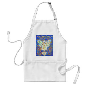 Delantal Ángel Apron con cáncer de azul y oro