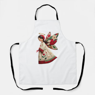 Delantal Ángel de Navidad con flores festivas
