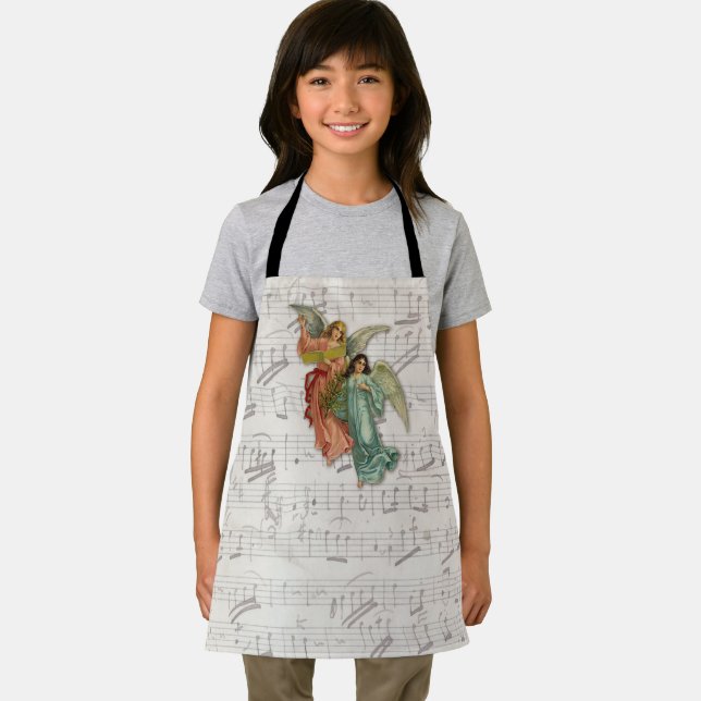 Delantal Angels cantantes - Hoja de música victoriana Relig (in situ)