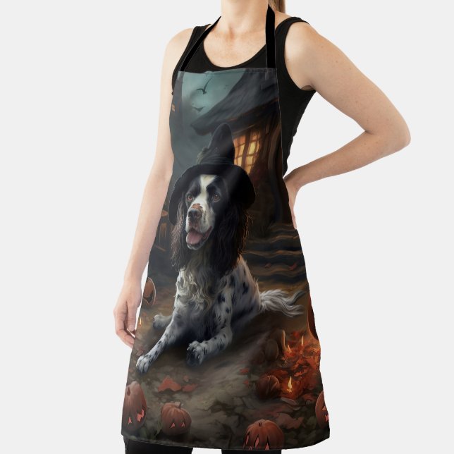Delantal Anglo Springer Spaniel calabazas Halloween Scary (in situ)