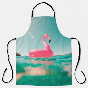 Delantal Anillo de natación de flamingo rosado en cuerpo de