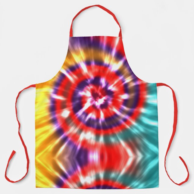 Delantal Anillo retro moderno rojo teñido amarillo turquesa (Anverso)