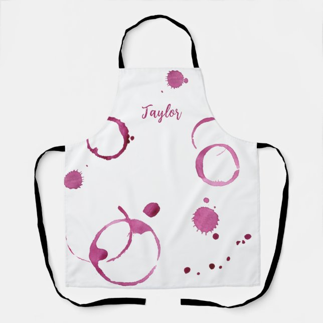 Delantal Anillos de vino, manchas, vintner, rojo (Anverso)