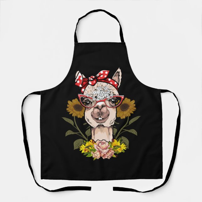 Delantal Animal Llama Bandana Alpaca Llama femenino (Anverso)