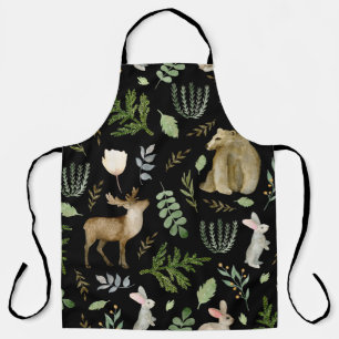 Delantal Animales Curados: Mano de acuarela dibujada.