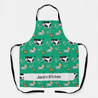 Delantal animales de granja divertidos (nombre)