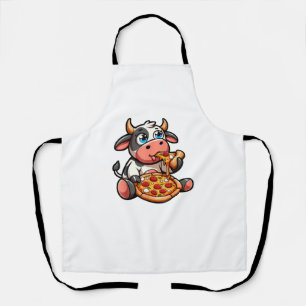 Delantal Animales de vaca comiendo pizza marigherita comida
