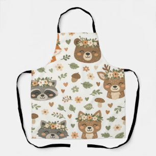 Delantal Animales Lindos del Bosque Patrón Floral