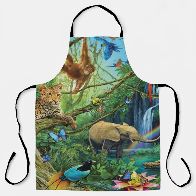 Delantal Animales que viven juntos tiran almohada (Anverso)