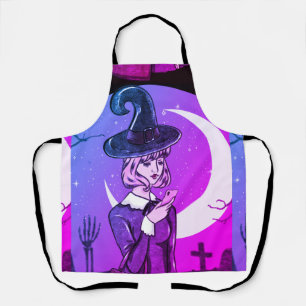 Delantal Anime Girly Pequeña bruja morada Apron