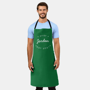 Delantal Año de creación del Chef con nombre personalizado