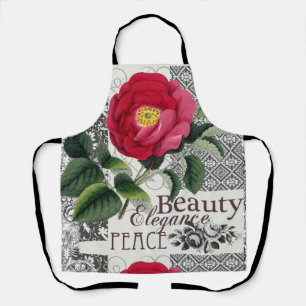 Delantal Antigüedad floral de la Bonito de Damasco Rosa