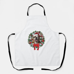 Delantal Antiguos Navidades de Bulldog ingleses Wreath Deco
