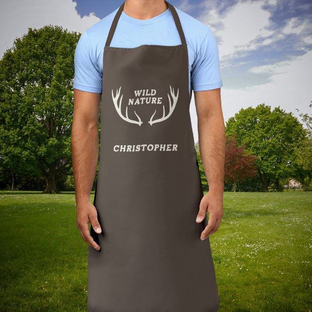 Delantal Antillas de venado y naturaleza salvaje (Deer Antlers & Wild Nature Apron)