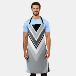 Delantal Antro diagonal rayado negro, gris, metálico.