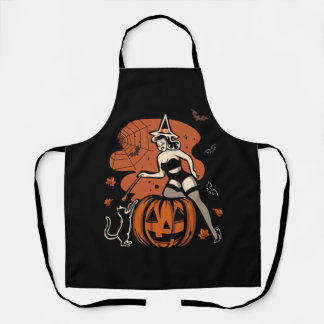 Delantal Anuncio retro Pin Up Calabaza Jack O Lantern Hallo