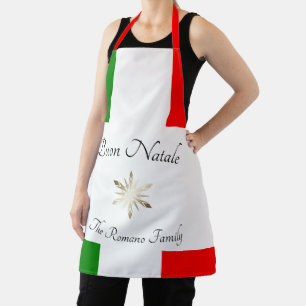 Delantal Apellido italiano Buon Natale Bandera y copo de ni