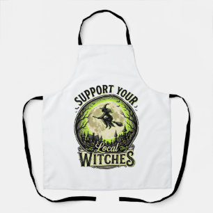 Delantal Apoya a tus brujas locales Diseño vintage de Hallo