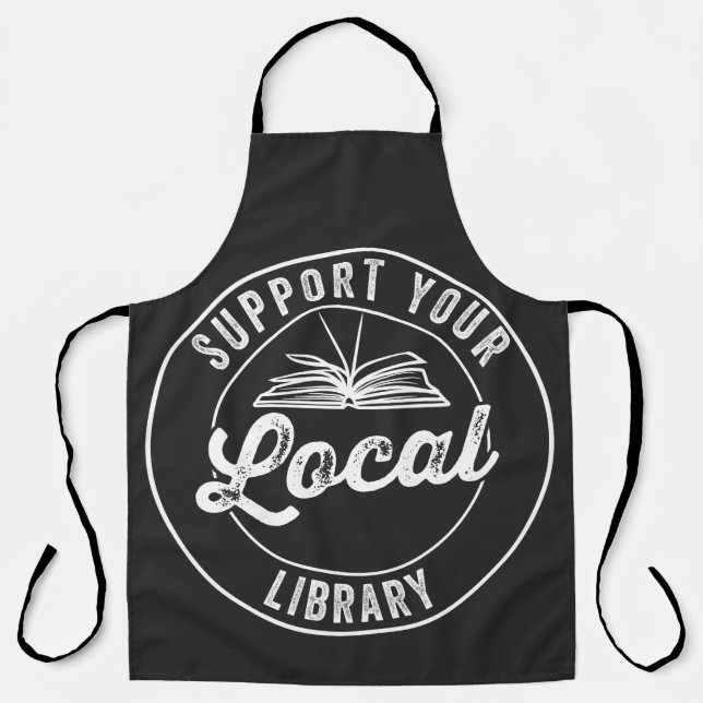Delantal apoyar la camiseta de su Pegatina local librarY Sq (Anverso)