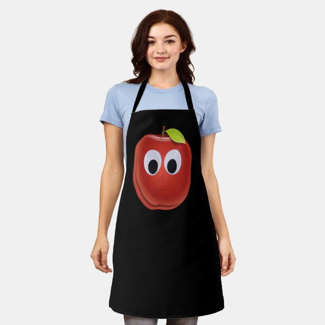 Delantal Apple, fruta roja con ojos de google - Personaliza (Gastado)