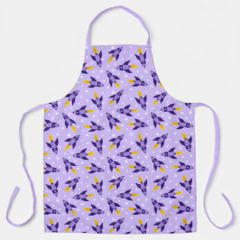 Delantal Aprendo del patrón de cohetes retro púrpura