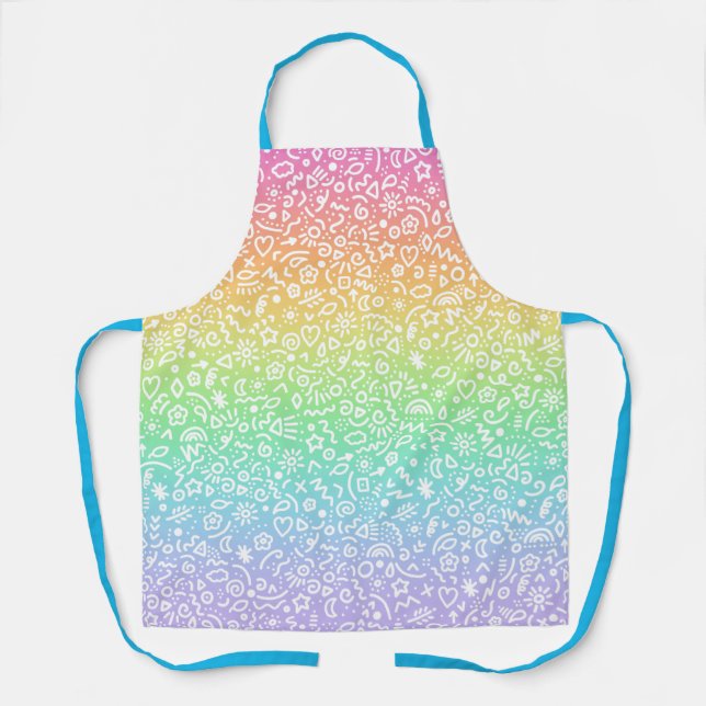 Delantal Aprendo gradiente de Doodles Iris brillante (Anverso)