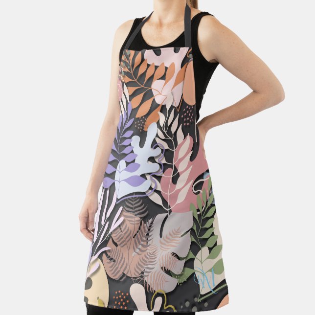 Delantal Aprón adulto : Hojas abstractas (grises) (in situ)