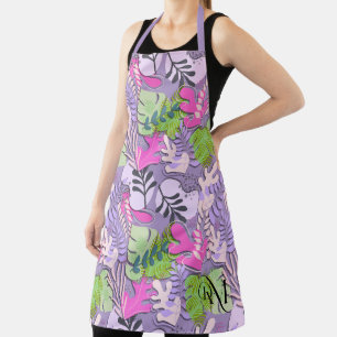 Delantal Apron adulto : Hojas abstractas (púrpura)