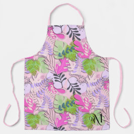 Delantal Apron adulto : Hojas abstractas (rosa)