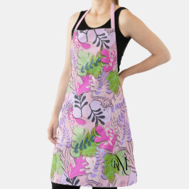 Delantal Apron adulto : Hojas abstractas (rosa)
