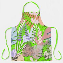 Delantal Aprón adulto : Hojas abstractas (verdes)