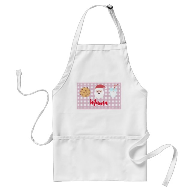 Delantal Apron adulto: Santa Leche y galletas (Frente)