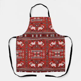 Delantal Apron africano contemporáneo en rojo y blanco