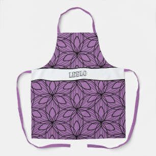 Delantal Apron ahumado geométrico de arte negro y púrpura