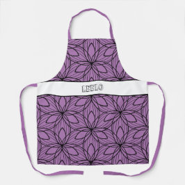 Delantal Apron ahumado geométrico negro y morado