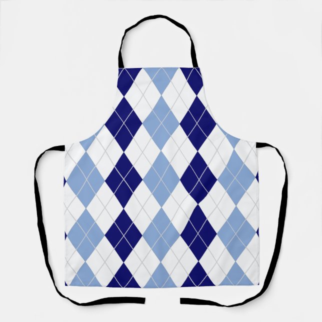 Delantal Apron allover azul y blanco argílico (Anverso)