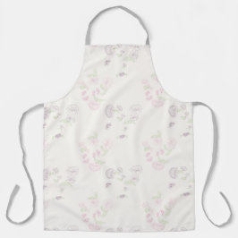 Delantal Apron Allover print Pink Purple Water Lily Foral