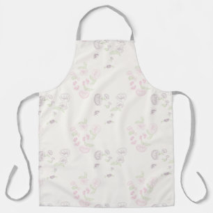 Delantal Apron Allover print Pink Purple Water Lily Foral
