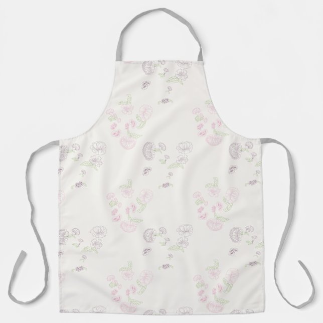 Delantal Apron Allover print Pink Purple Water Lily Foral (Anverso)