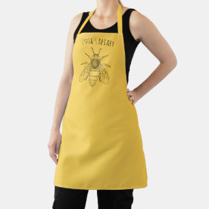 Delantal Apron amarillo personalizado con Ilustracion de ab